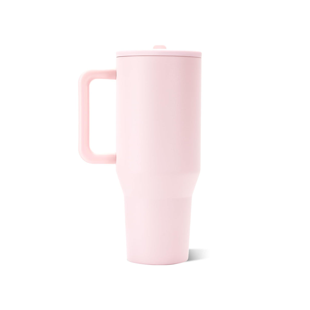 HydroJug Traveler 40oz, Insulated Tumbler with Handle & Straw, Pink Sand