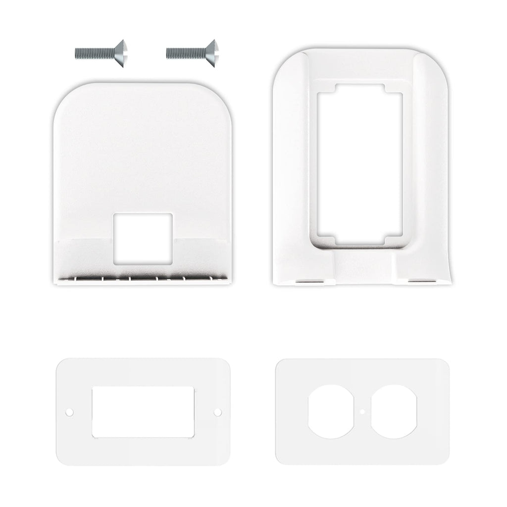 WALI Outlet Shelf Wall Holder, Bathroom Shelf up to 10lbs Standard Vertical Duplex Wall Organizer for Smart Home Decor Space Saving Power Tools, Toothbrush (OLS001-W), 1 Pack, White