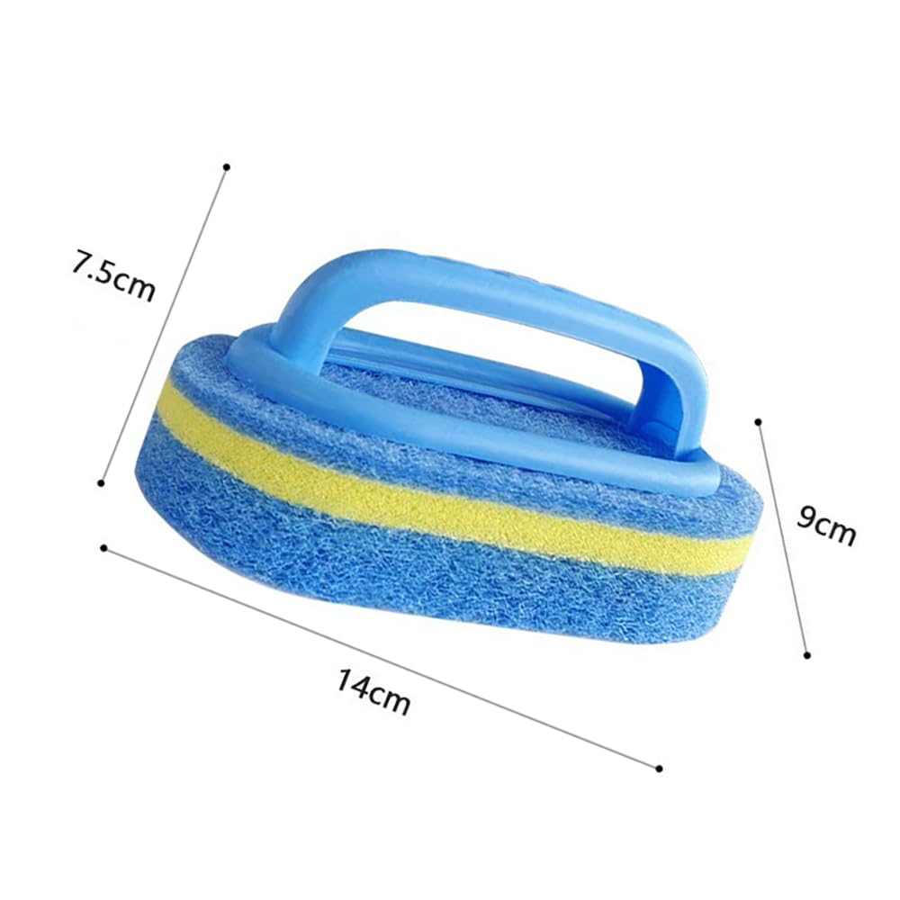 Multifunctional Cleaning Brush with Handle, Thick Sponge Scrubber for Kitchen, Bathroom, Bathtub, Sink & Floor, 1 Pack Blue