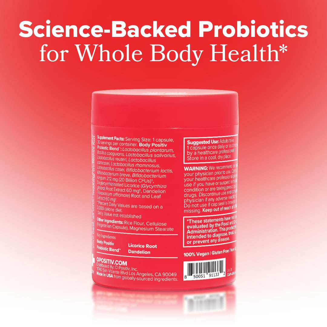 O Positiv URO Women’s Probiotic – All-in-one Probiotic for Women - Vaginal, Gut, Skin, and Oral Microbiome Health – 20B+ CFUs, Licorice Root, Dandelion – Non-GMO, Vegan, Gluten-Free – 30 Capsules