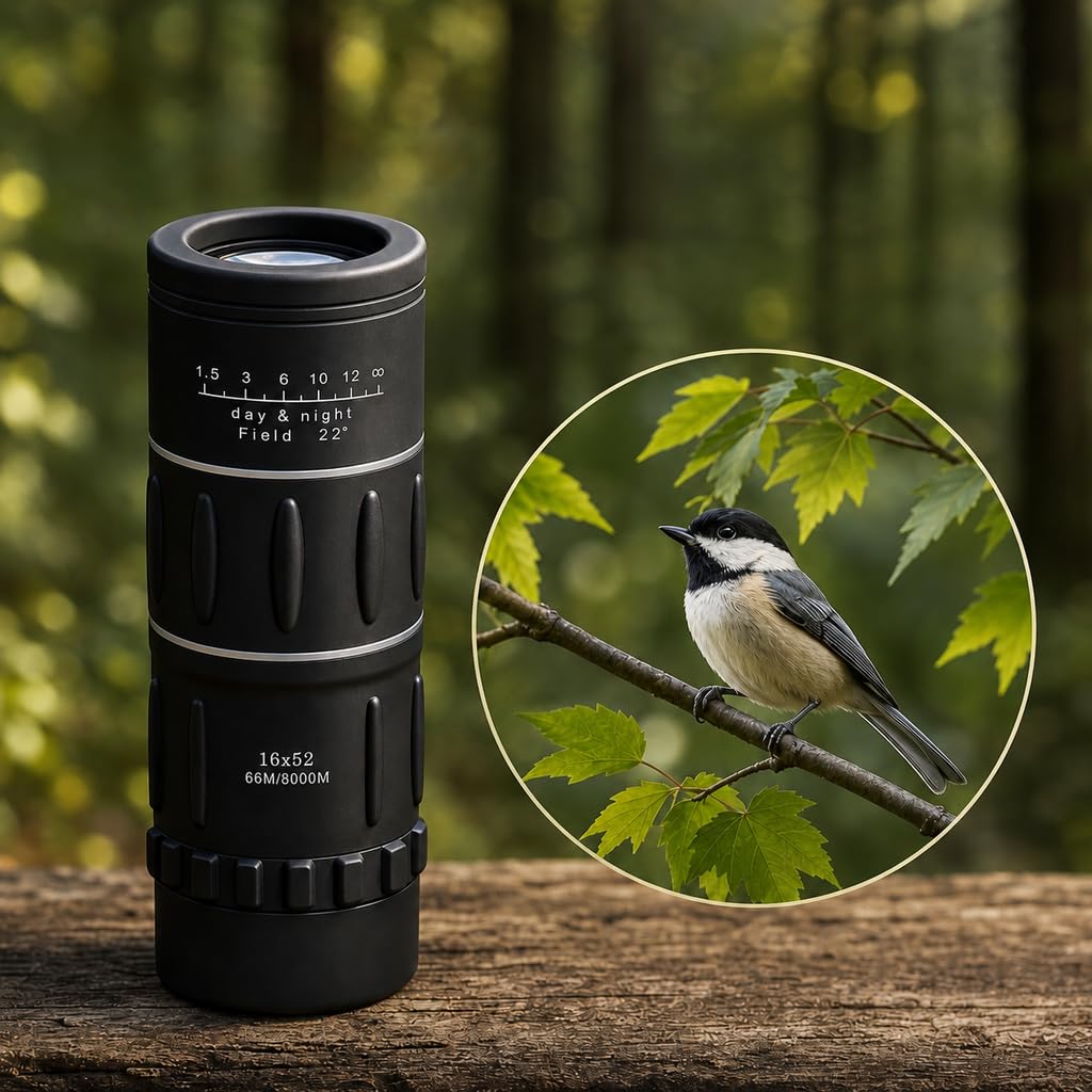 16X52 High Power Monocular Telescope, HD Clear View Portable for Adults, Outdoor Gear for Hiking Hunting, Birthday Gift for Men