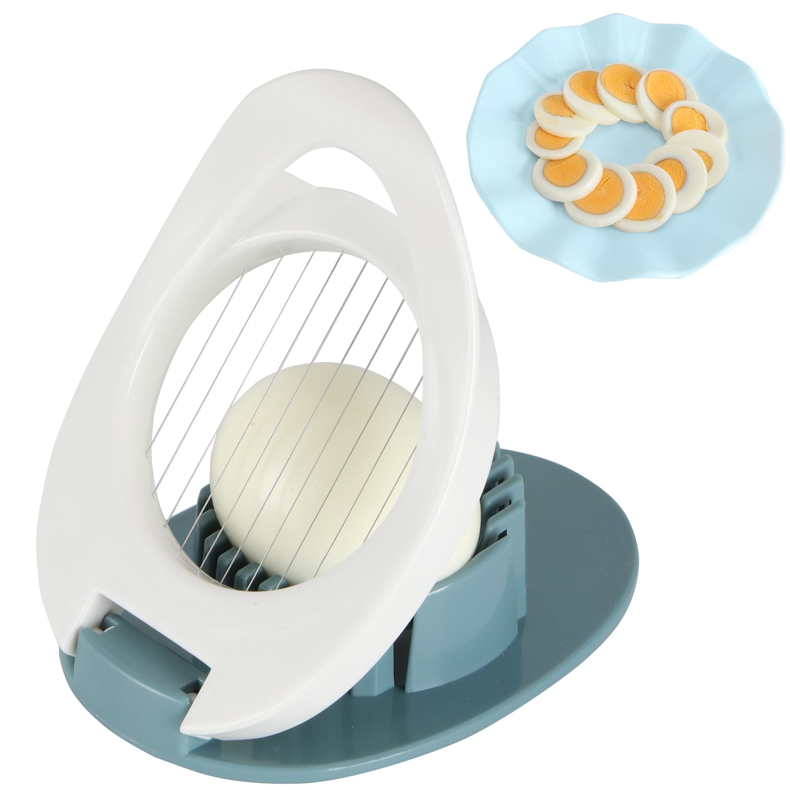 Piunaoa Egg Slicer & Dicer for Hard Boiled Eggs - Heavy Duty Cutter Dicer with Stainless Steel Wire, Cuts Strawberries, Kiwis & Soft Fruits Effortlessly - Easy-Clean Kitchen