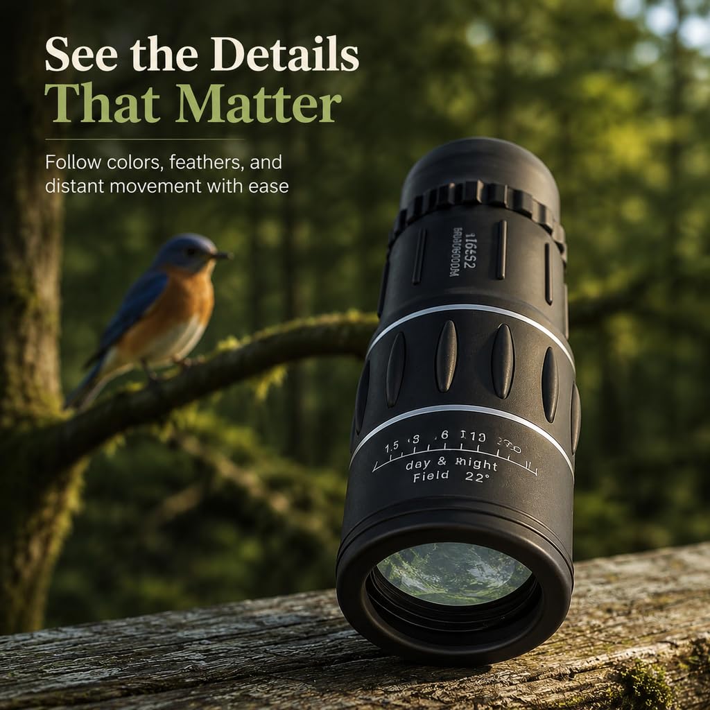 16X52 High Power Monocular Telescope, HD Clear View Portable for Adults, Outdoor Gear for Hiking Hunting, Birthday Gift for Men