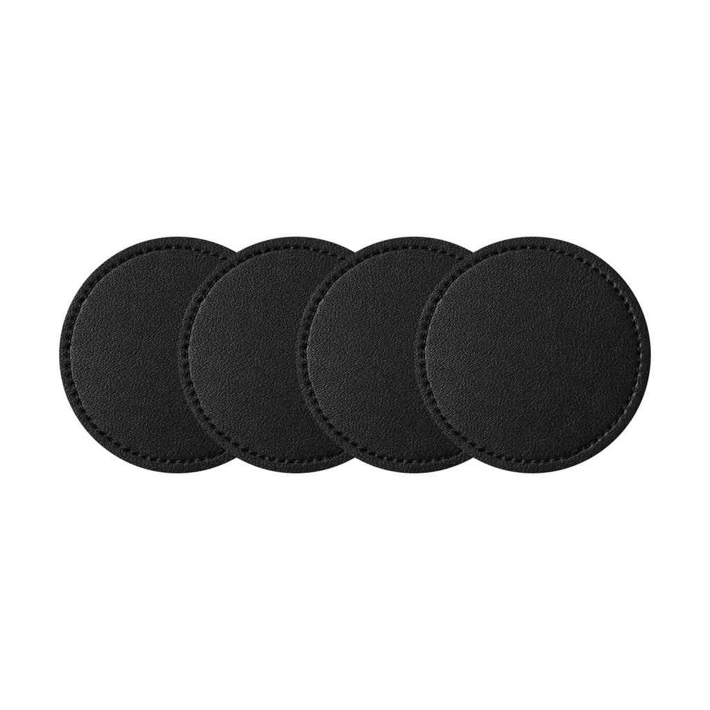 ANFTDCO 4PCS Car Cup Holder Coaster, Leather Insert Non-Slip Vehicle Water Bottle Holder Mat, Dustproof Automotive Interior Drink Protection Pad Ornament, Universal for Most Vehicles (Black)