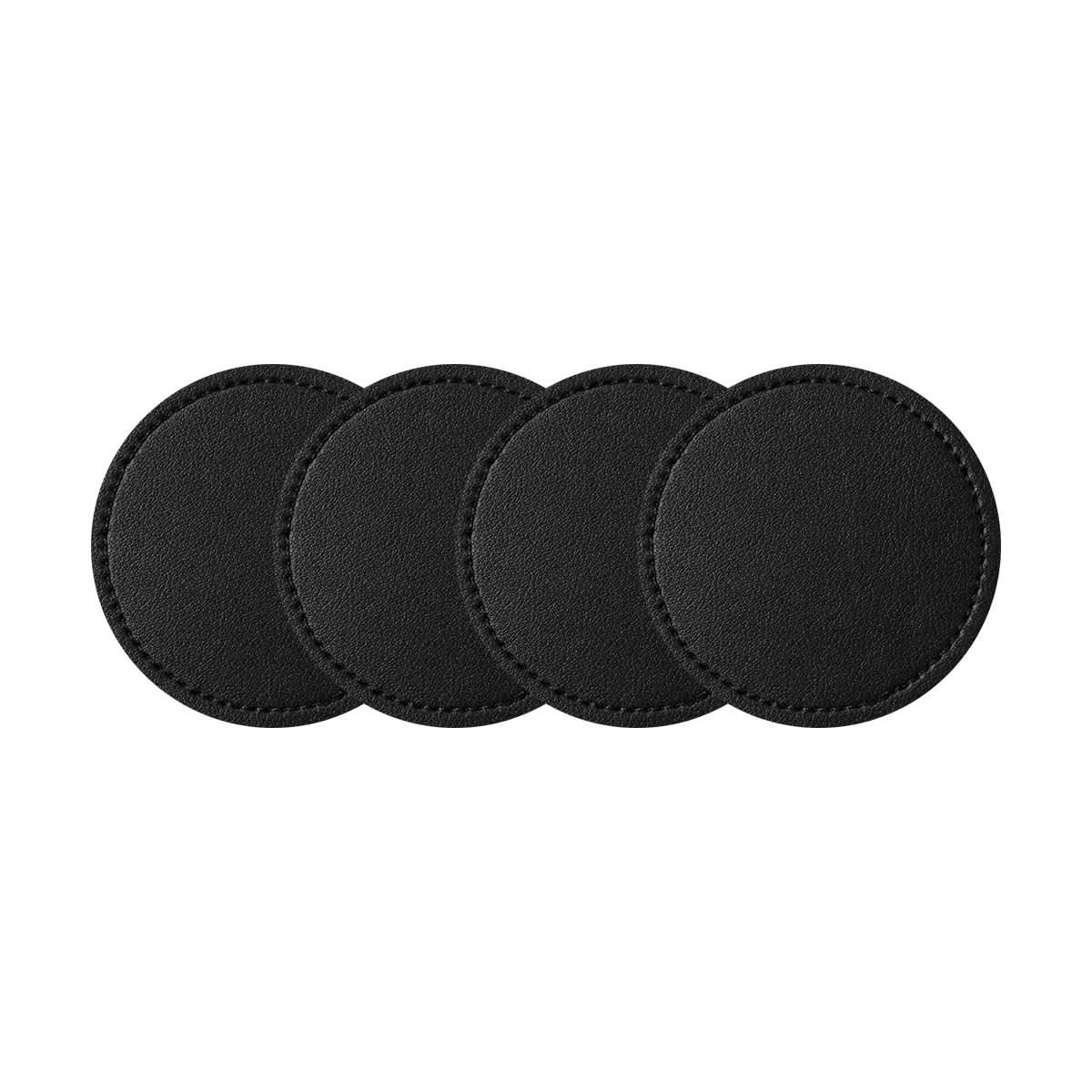 ANFTDCO 4PCS Car Cup Holder Coaster, Leather Insert Non-Slip Vehicle Water Bottle Holder Mat, Dustproof Automotive Interior Drink Protection Pad Ornament, Universal for Most Vehicles (Black)