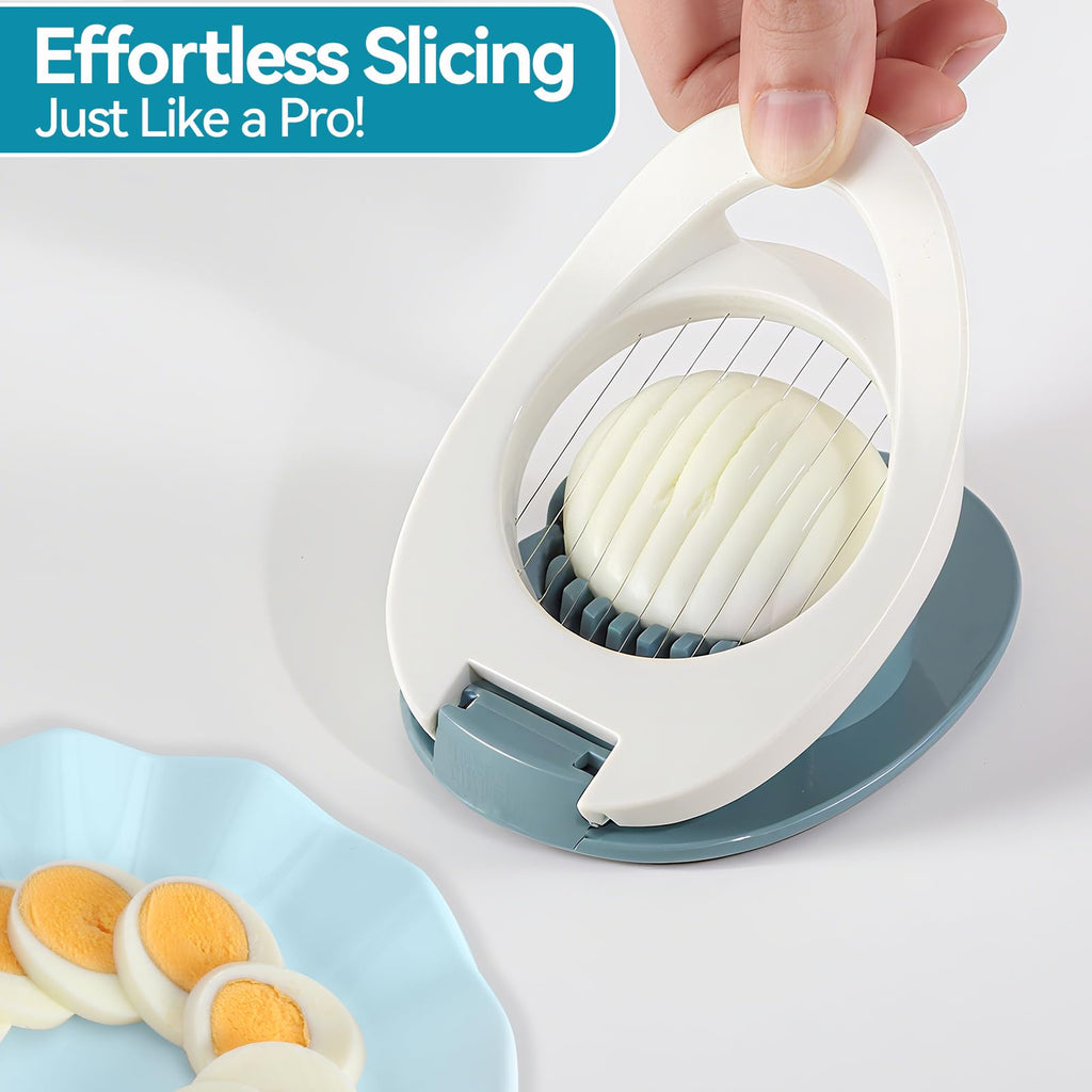 Piunaoa Egg Slicer & Dicer for Hard Boiled Eggs - Heavy Duty Cutter Dicer with Stainless Steel Wire, Cuts Strawberries, Kiwis & Soft Fruits Effortlessly - Easy-Clean Kitchen