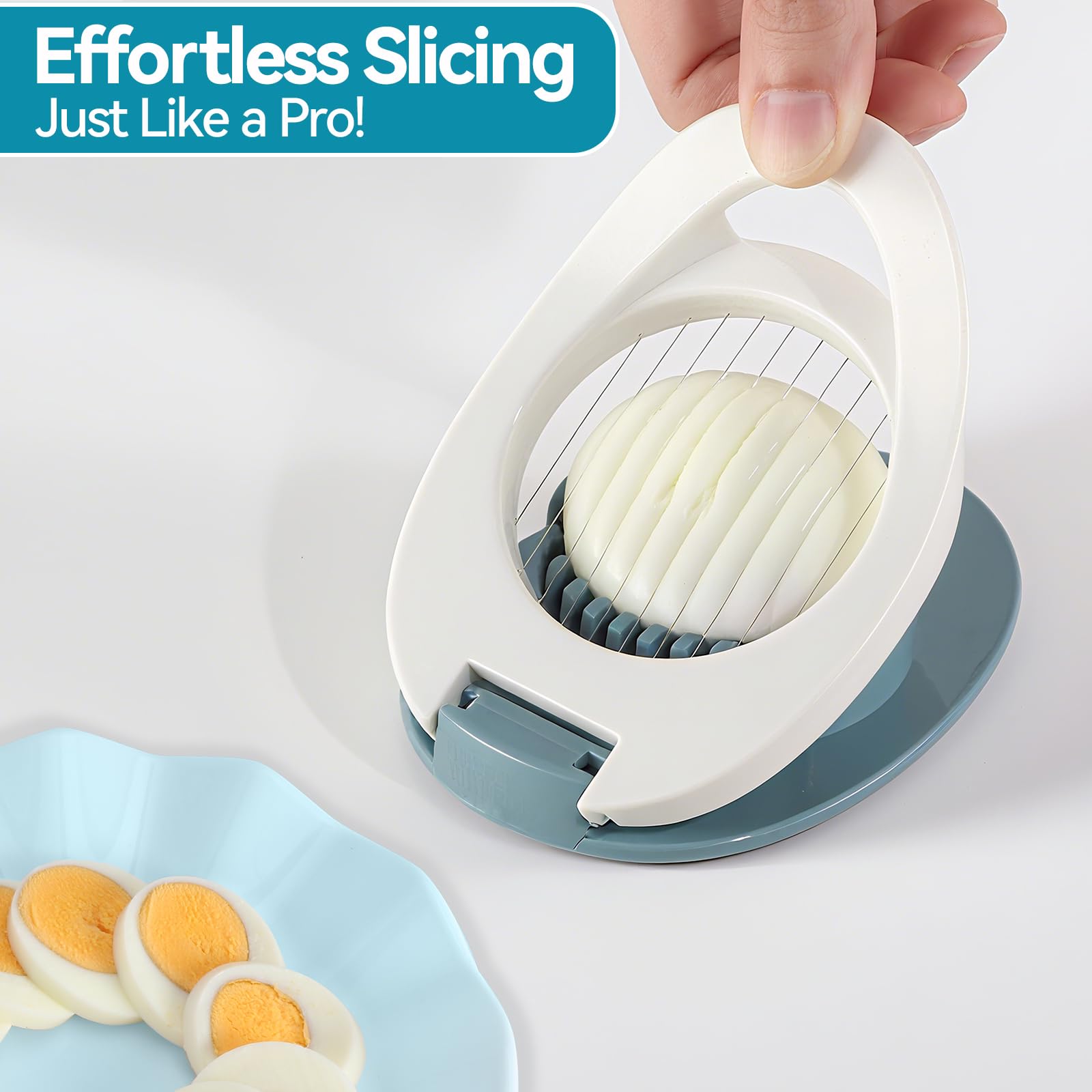 Piunaoa Egg Slicer & Dicer for Hard Boiled Eggs - Heavy Duty Cutter Dicer with Stainless Steel Wire, Cuts Strawberries, Kiwis & Soft Fruits Effortlessly - Easy-Clean Kitchen