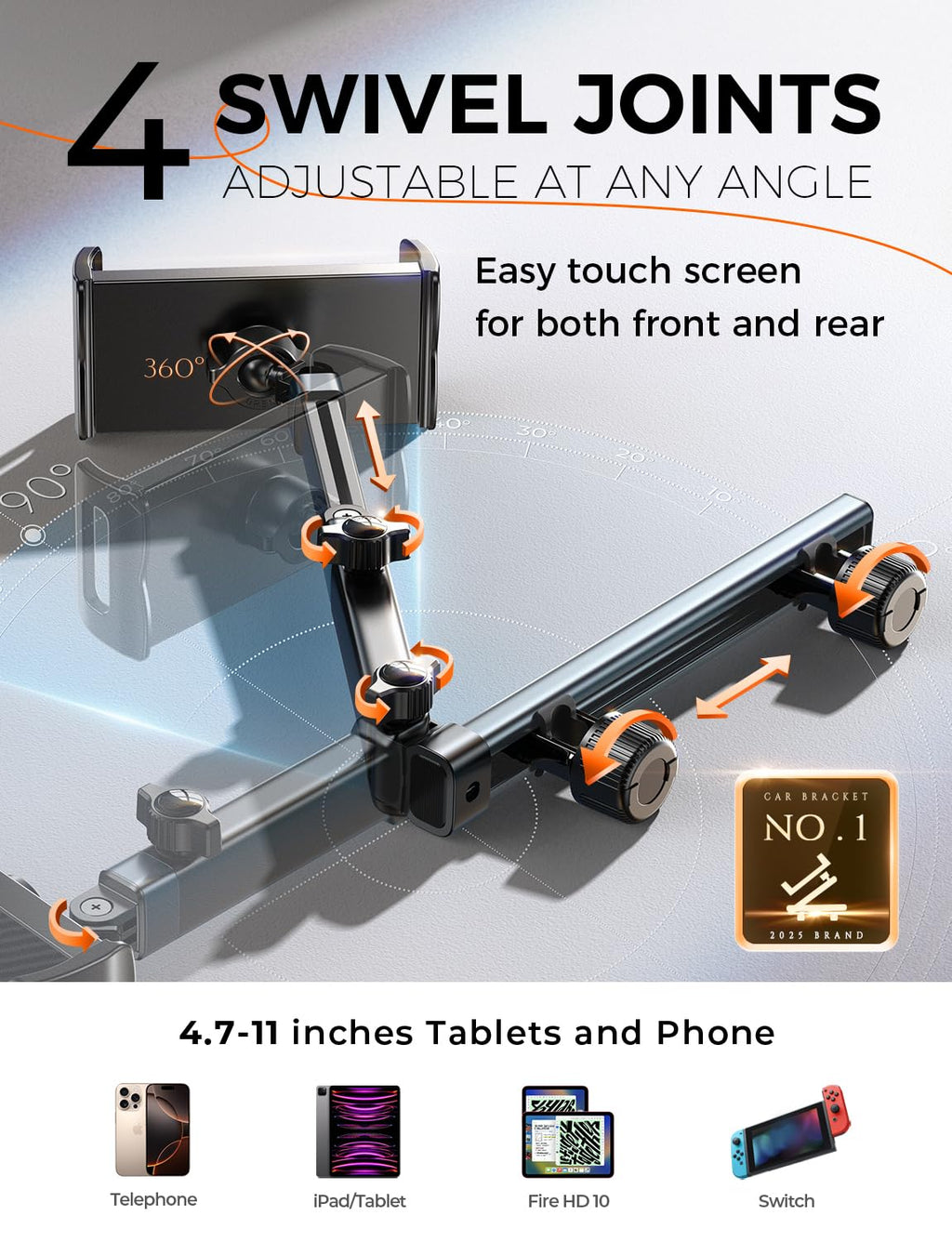 LISEN iPad Holder for Car Tablet Mount, Road Trip Essentials Kids Back Seat