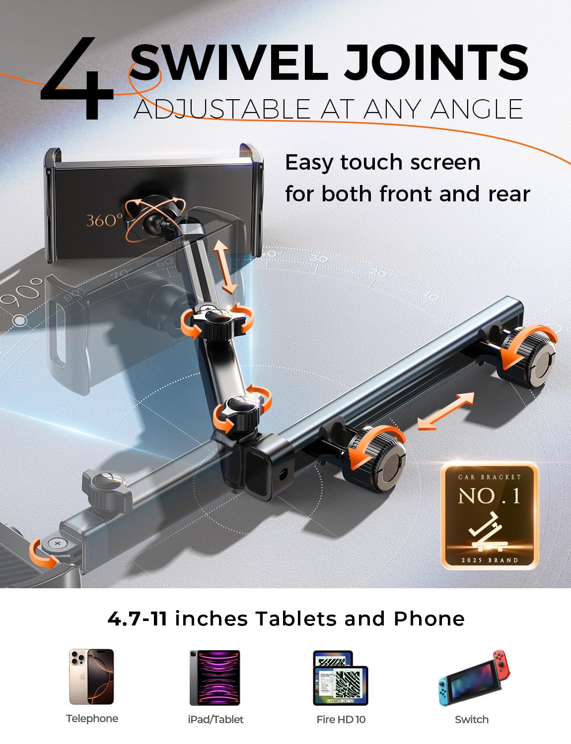 LISEN iPad Holder for Car Tablet Mount, Road Trip Essentials Kids Back Seat