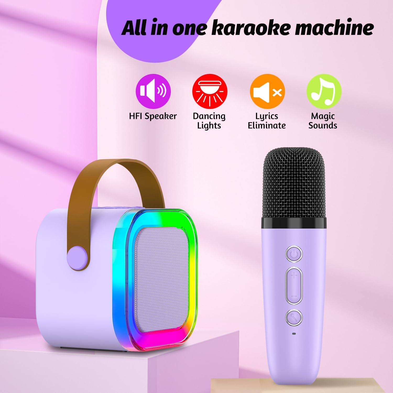 OUTUVAS Kids Karaoke Machine Toy, Ages 4-12, Christmas & Birthday Gift, Karaoke Toys for Boys & Girls