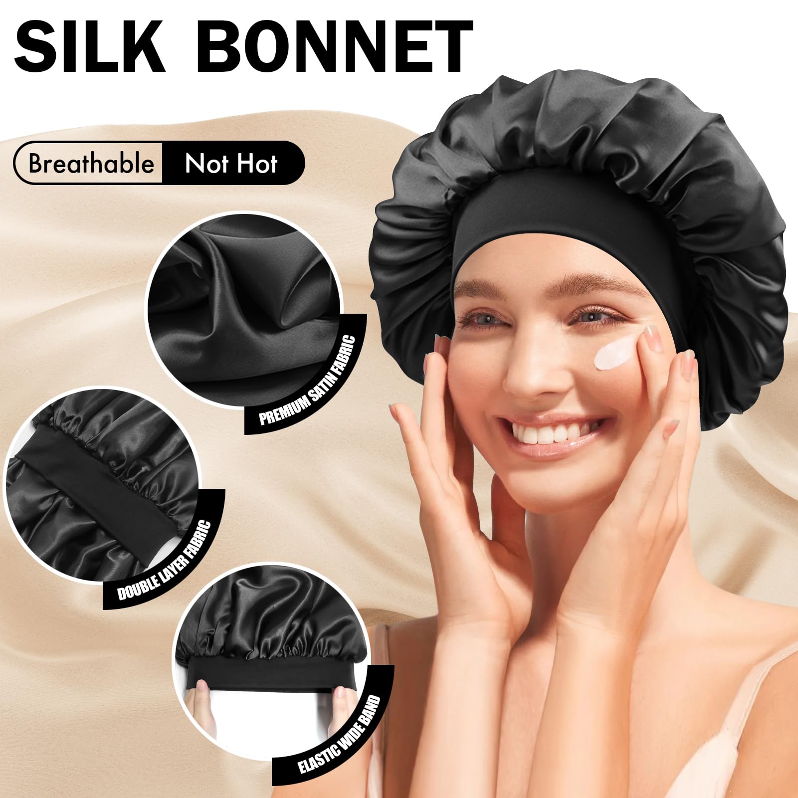 Doitory Satin Silk Bonnet for Hair, Double Layer Sleep Cap for Men & Women