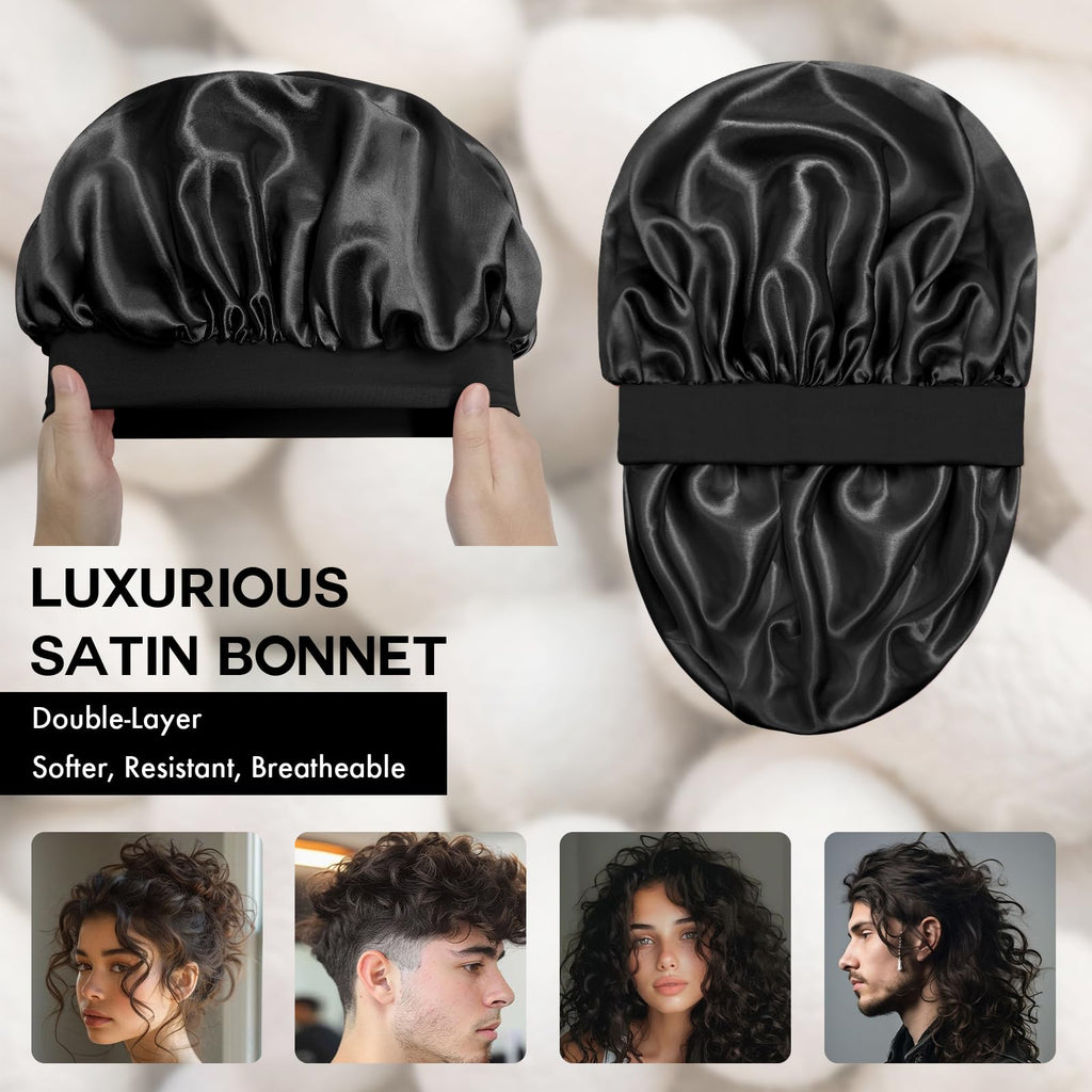 Doitory Satin Silk Bonnet for Hair, Double Layer Sleep Cap for Men & Women