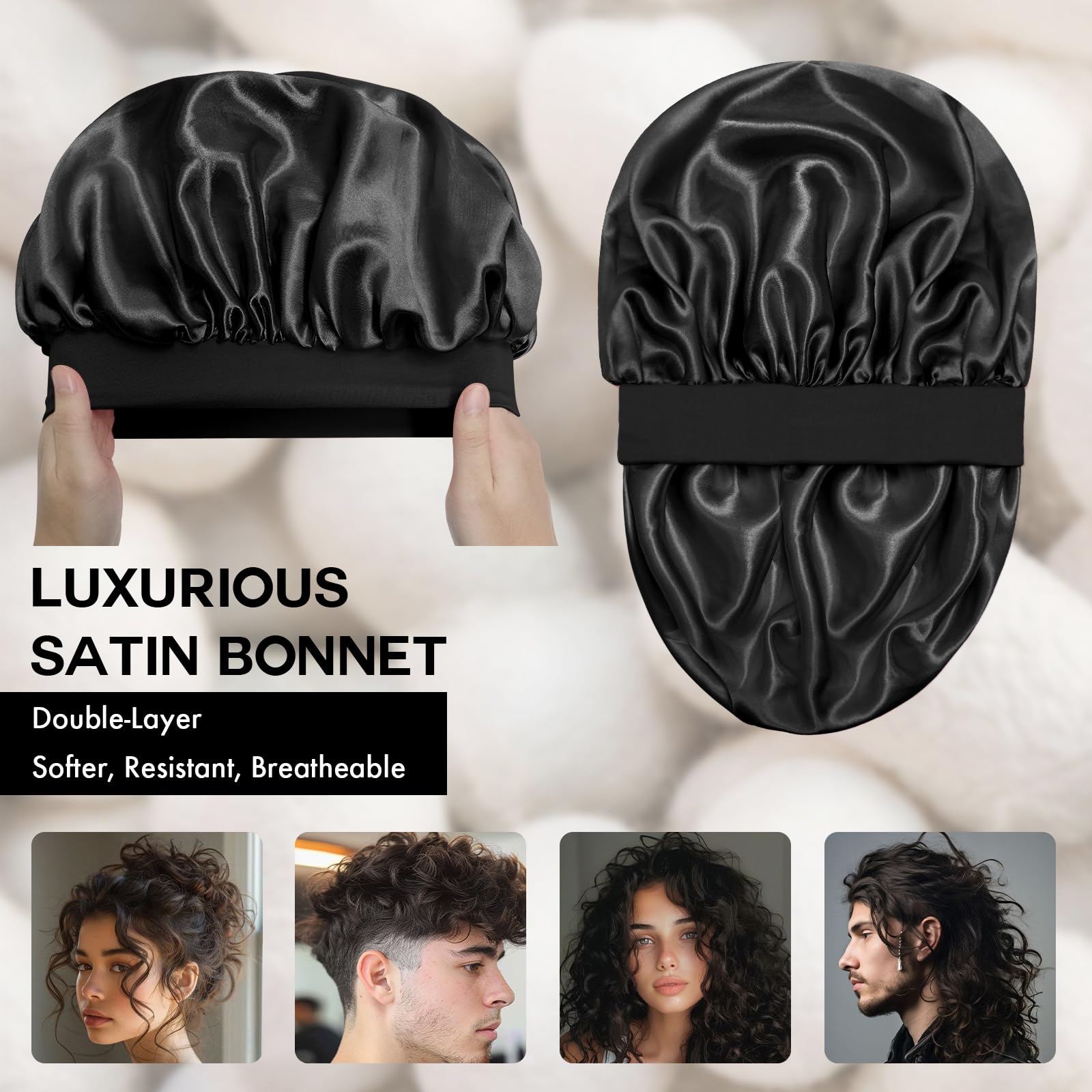 Doitory Satin Silk Bonnet for Hair, Double Layer Sleep Cap for Men & Women