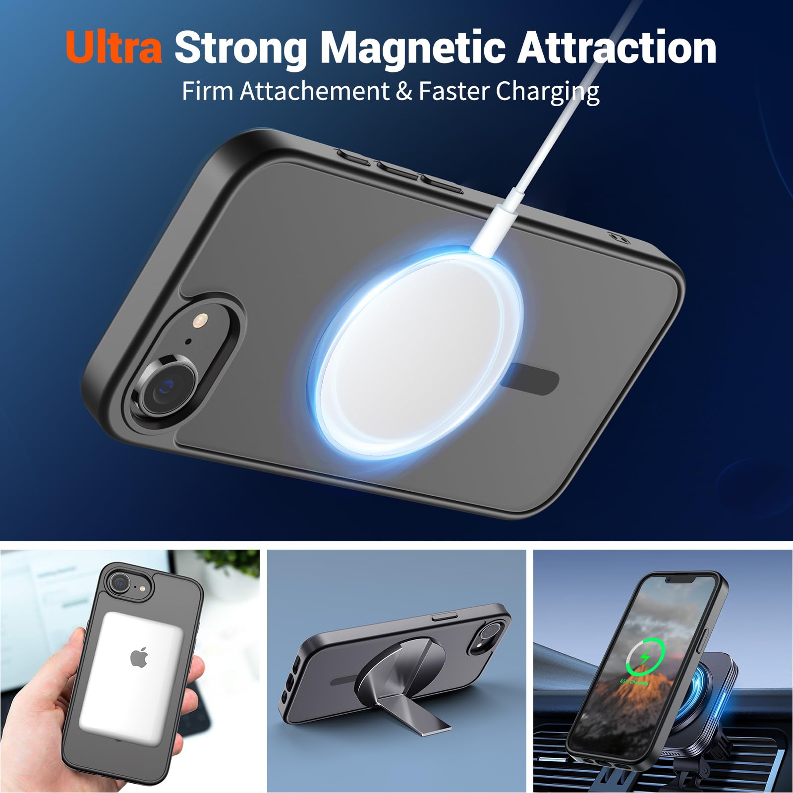 SUPFINE Magnetic for iPhone 17e Case/iPhone 16e Case Black