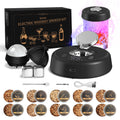 Electric Whiskey Smoker Kit, Torch-Free Rechargeable Cocktail Smoker with 7 Color Lights, Portable Drink Smoker with 10 Wood Chips, Ice Molds & Steel Cubes, Great Gift Idea for Whiskey Lovers
