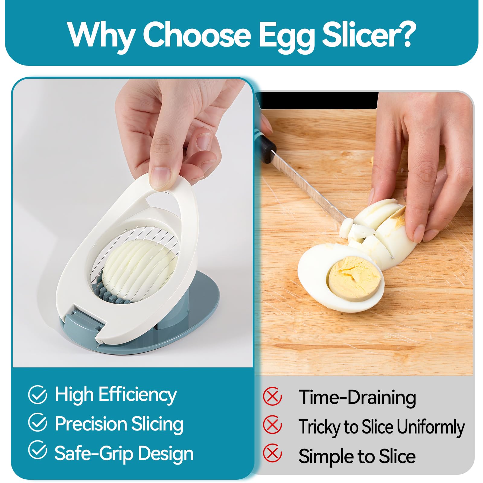Piunaoa Egg Slicer & Dicer for Hard Boiled Eggs - Heavy Duty Cutter Dicer with Stainless Steel Wire, Cuts Strawberries, Kiwis & Soft Fruits Effortlessly - Easy-Clean Kitchen