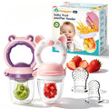 Baby Solids/Frozen Fruit Feeder Pacifier, Infant Teether Toy 4M+, BPA-Free Silicone Pouch & Nipple, Safely Introduce Solids, Teething Relief, 2-Pack