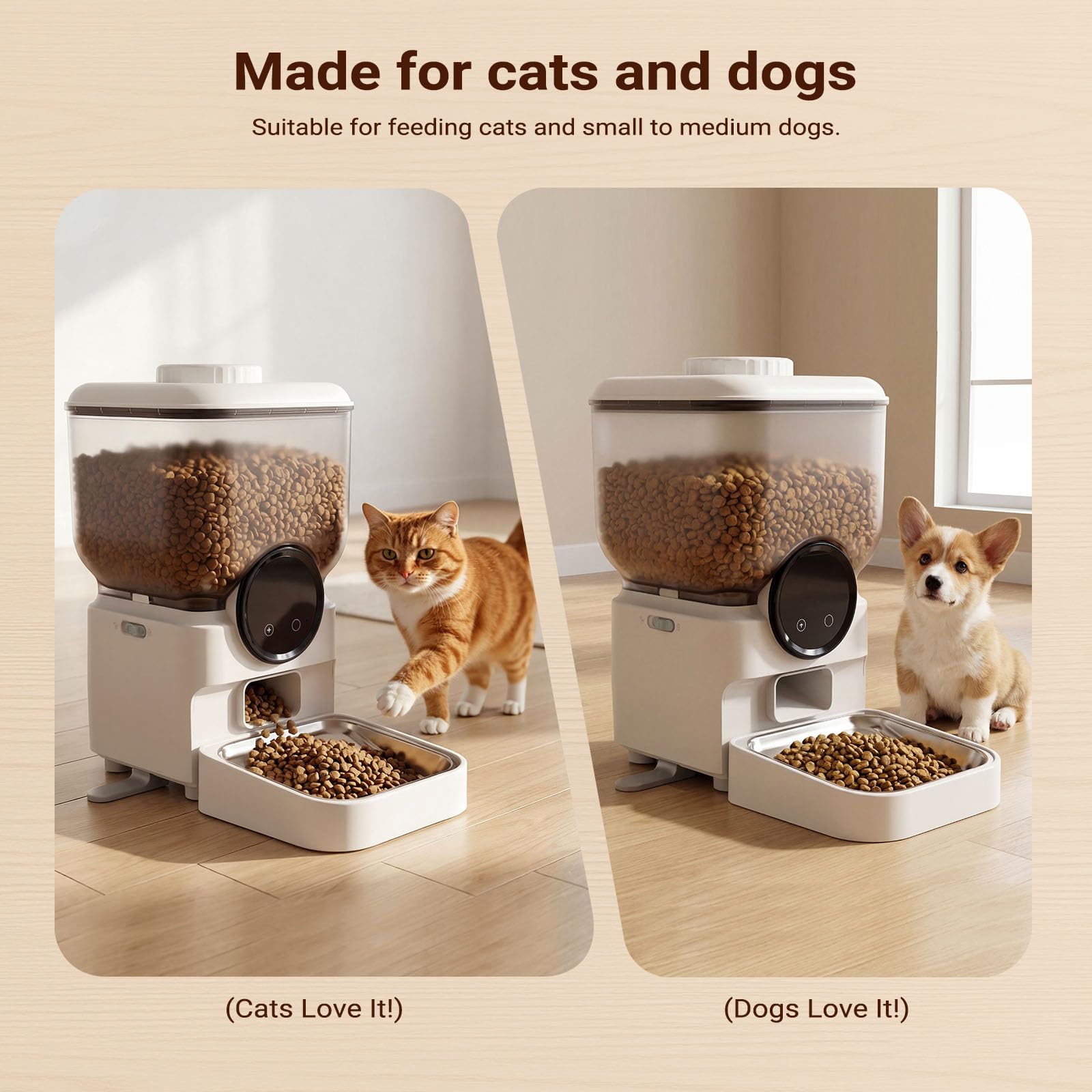 6.5L Automatic Cat Feeder, Smart Pet Food Dispenser for Cats & Dogs, WiFi Enabled, Freshness Preservation, Anti-Clogging Design & Dual Power Supply