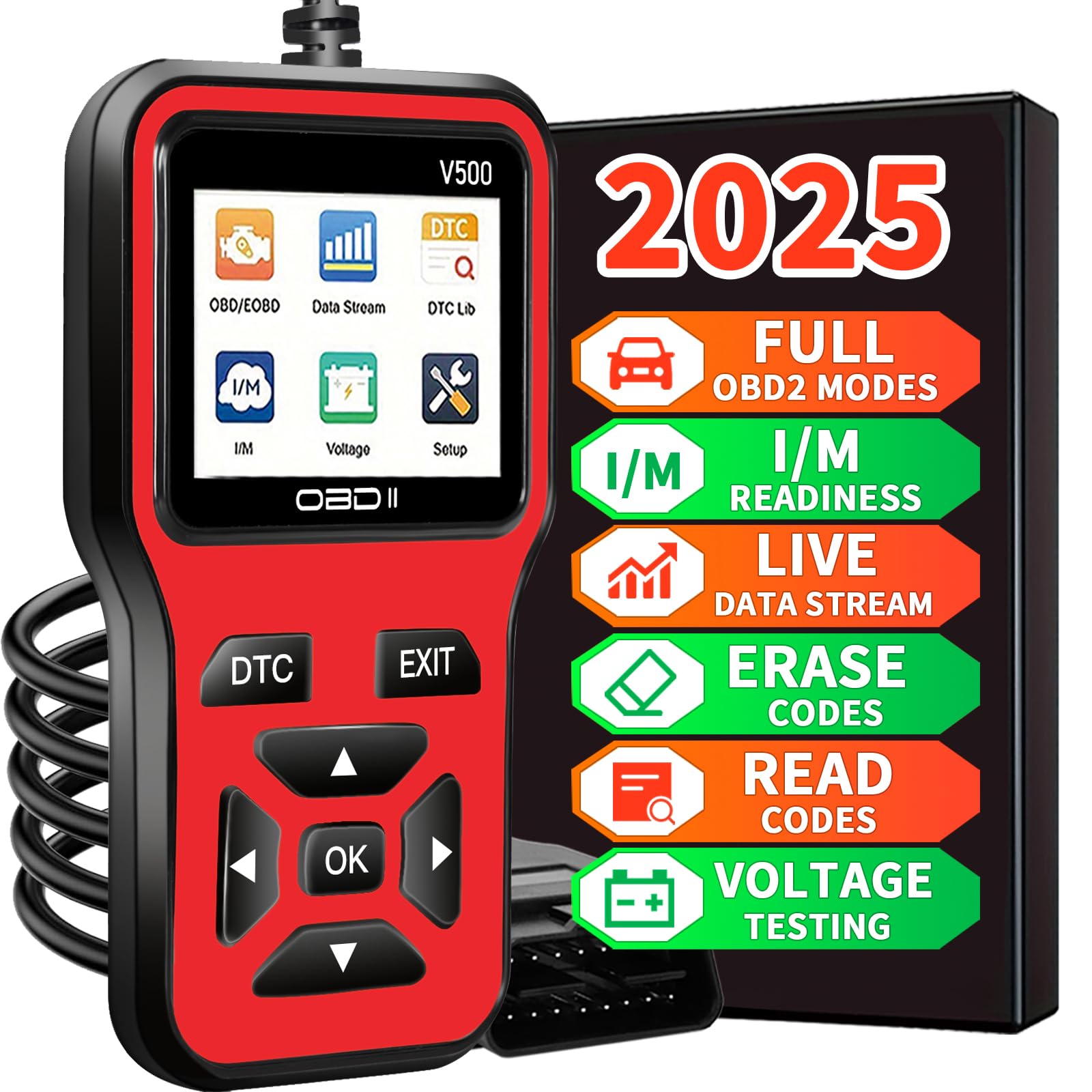 OBD2 Scanner Diagnostic Tool - Check Engine Light Code Scanner Tool with Reset, DTC, Data Stream, I/M Readiness, Car & Truck Scan Tool for All Vehicles Since 1996, escaner automotriz