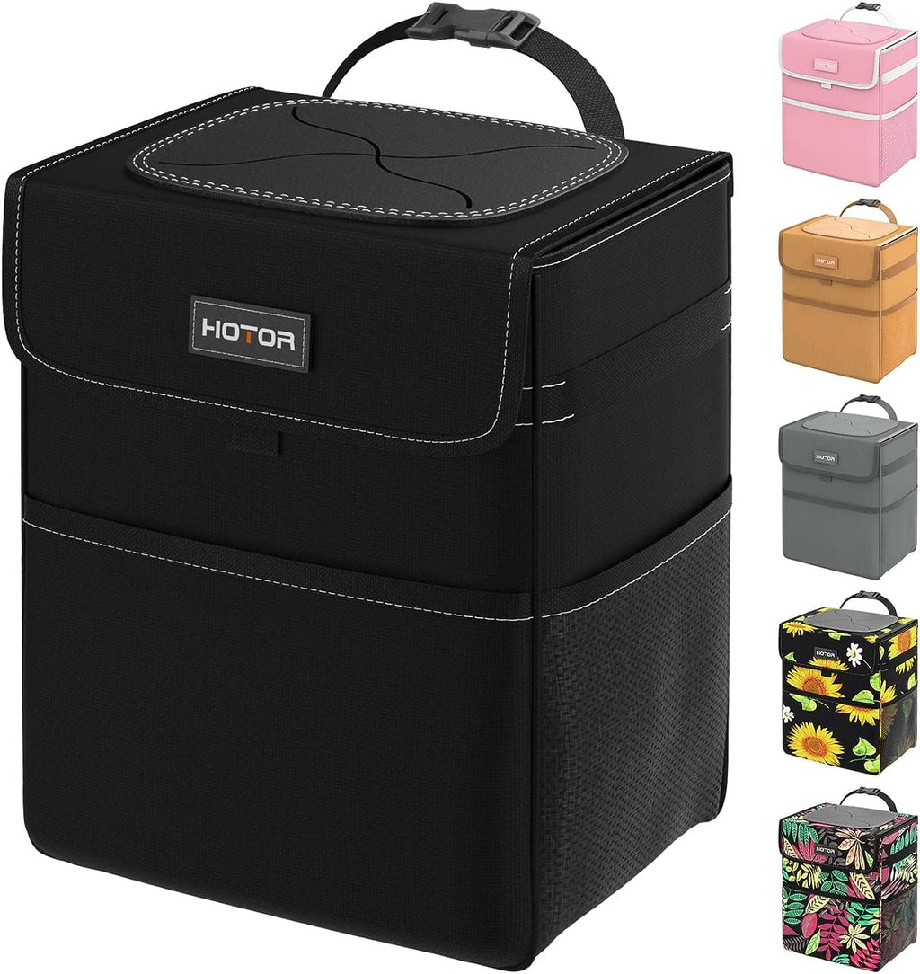 HOTOR Car Trash Can, Leak-Proof Car Organizer, Black