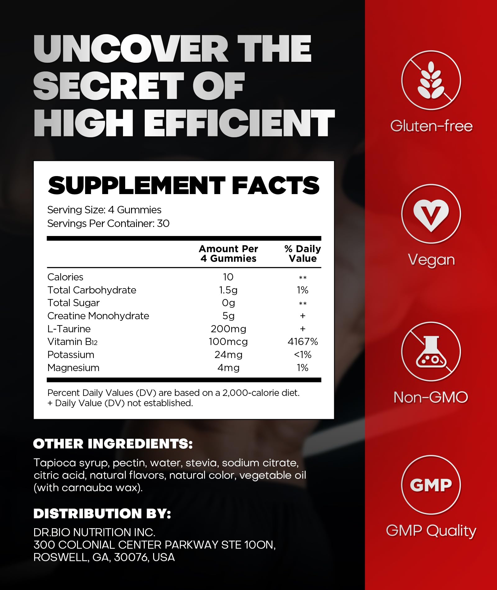 Instant Boost Creatine Monohydrate Gummies, Complex Formula with Real 5000mg Creatine, L-Taurine, B12, Mg & K, Pre-Workout Creatine for Women & Men to Support Energy, Muscle, Recovery, 0 Sugar, Vegan