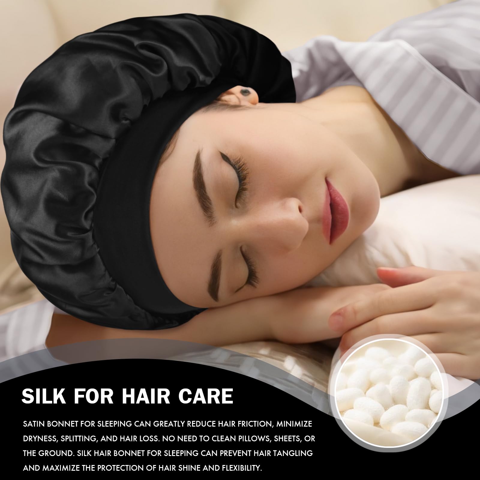 Doitory Satin Silk Bonnet for Hair, Double Layer Sleep Cap for Men & Women