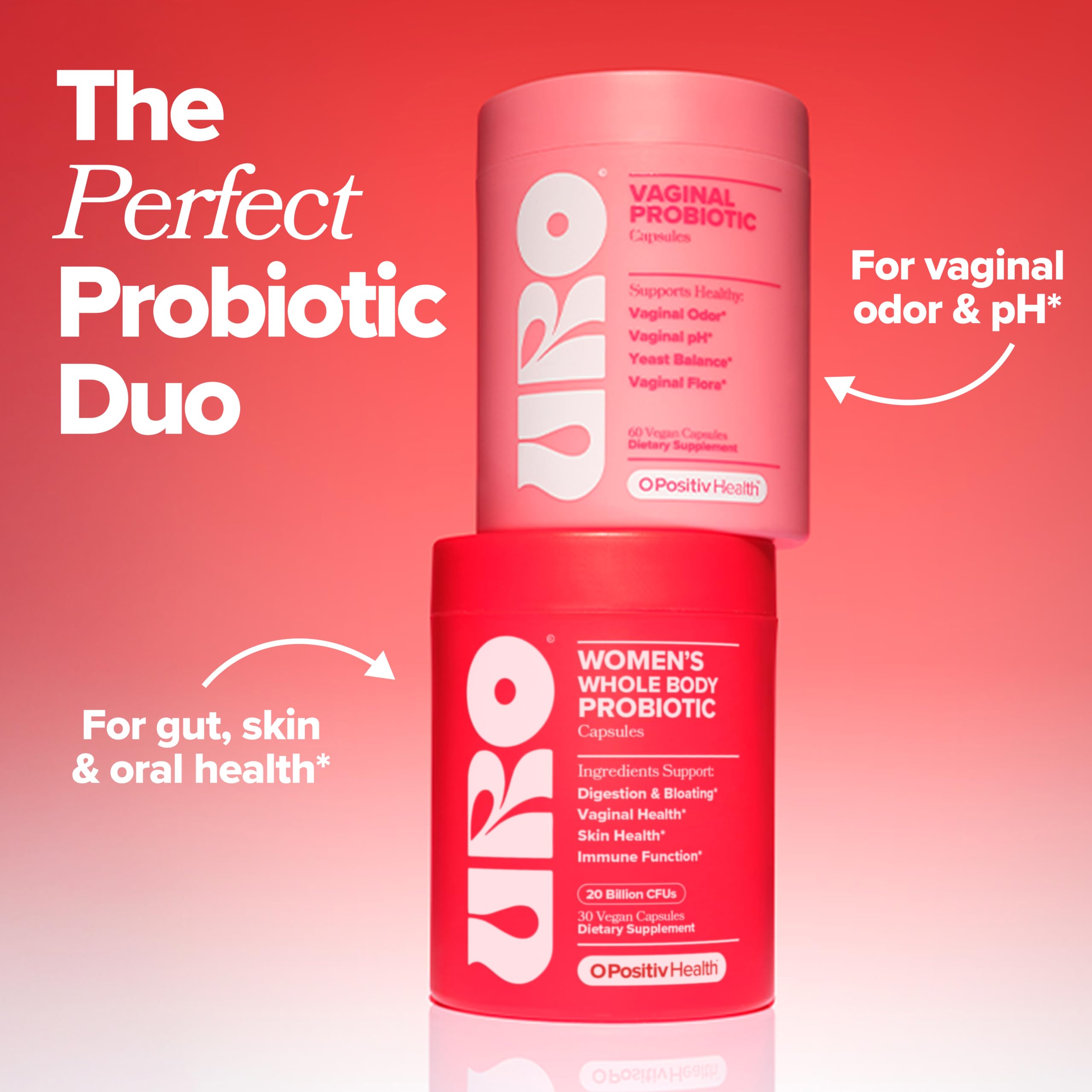 O Positiv URO Women’s Probiotic – All-in-one Probiotic for Women - Vaginal, Gut, Skin, and Oral Microbiome Health – 20B+ CFUs, Licorice Root, Dandelion – Non-GMO, Vegan, Gluten-Free – 30 Capsules