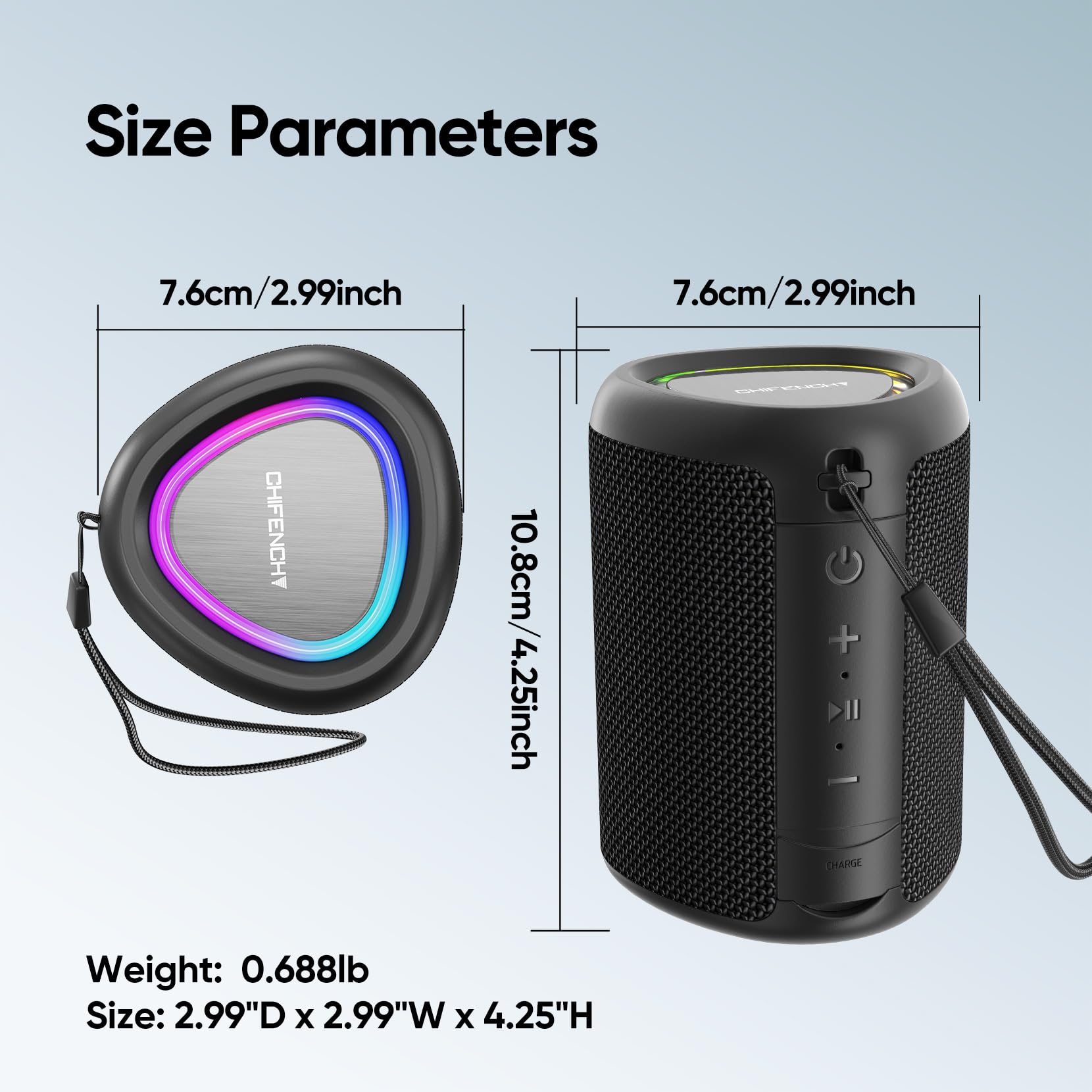 Portable Bluetooth Speaker Beach Essentials: IPX5 Waterproof for Outdoor/Powerful HD Sound/Dynamic Light/All Day Playtime/Wireless BT 5.3/TWS Pairing, Travel|Camping|Pool Accessorie, School Supplies