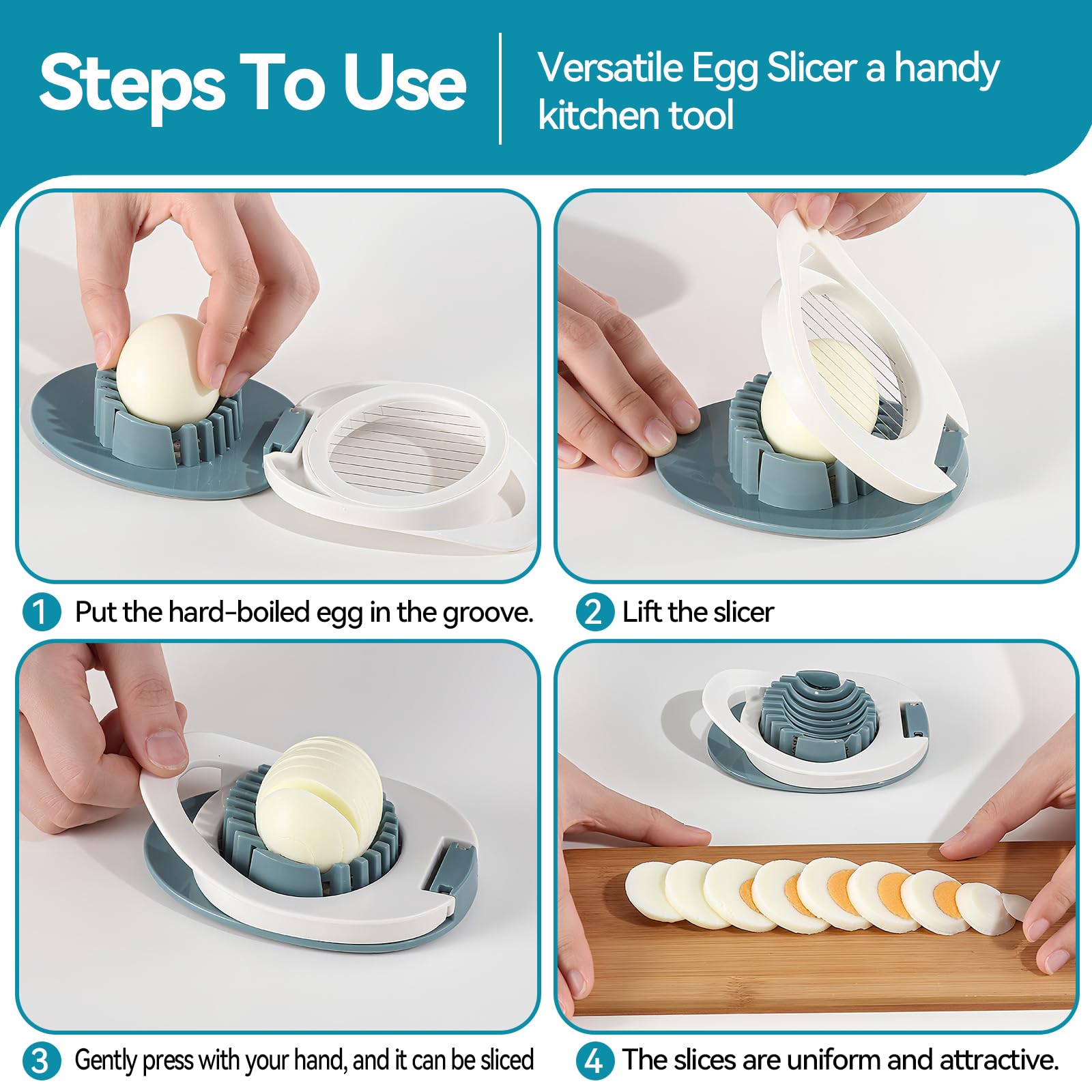 Piunaoa Egg Slicer & Dicer for Hard Boiled Eggs - Heavy Duty Cutter Dicer with Stainless Steel Wire, Cuts Strawberries, Kiwis & Soft Fruits Effortlessly - Easy-Clean Kitchen