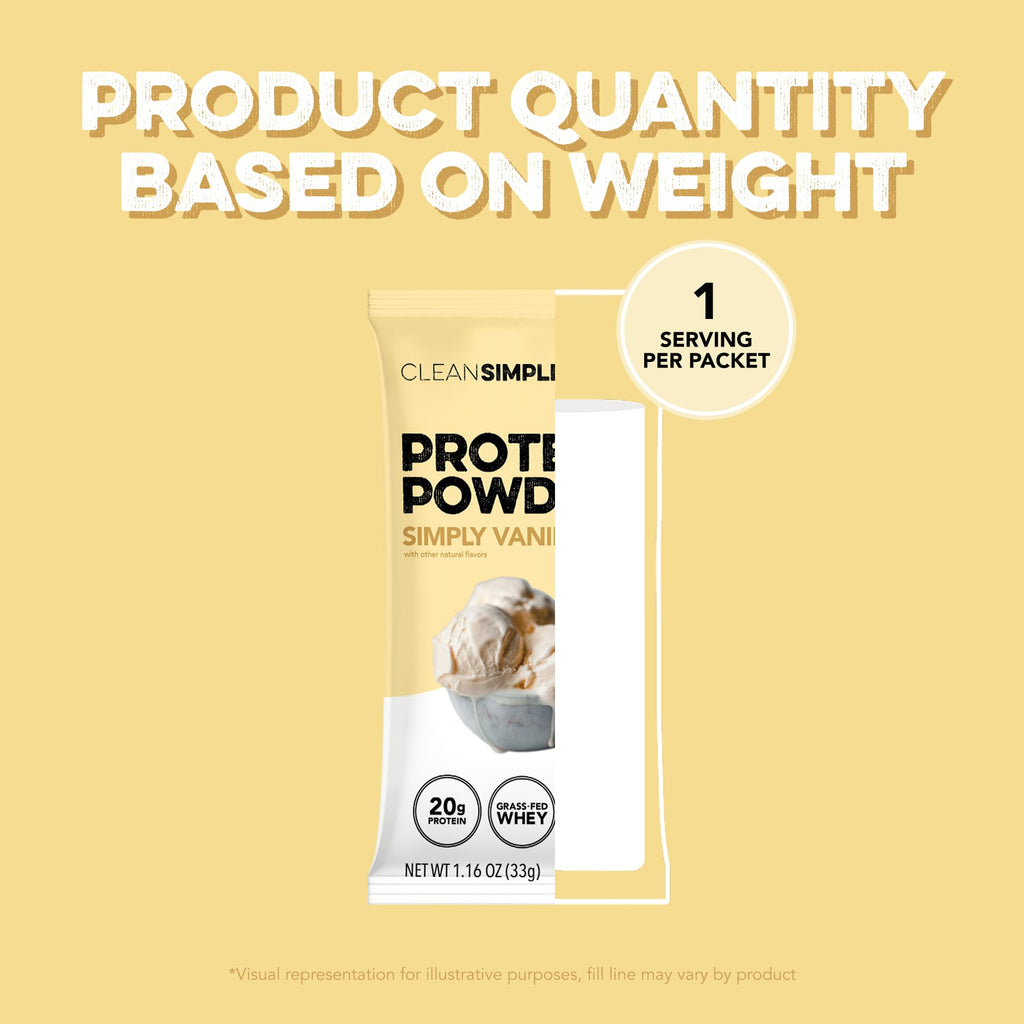 Clean Simple Eats Whey Isolate Protein Powder, Simply Vanilla, Naturally Sweetened, Zero Added Sugar, 20g 100% Grass Fed Protein Powder with Digestive Enzymes, Gluten Free, Non GMO, 10 Stick Packs