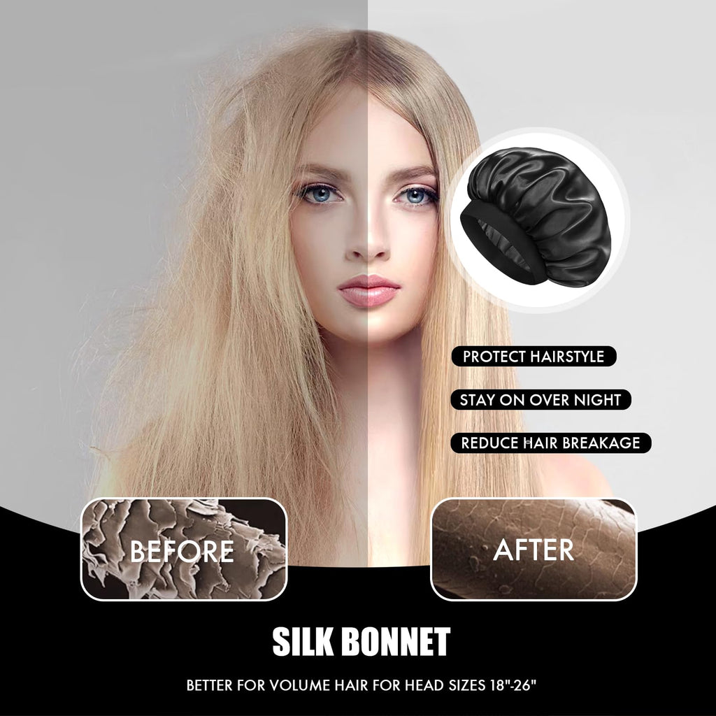 Doitory Satin Silk Bonnet for Hair, Double Layer Sleep Cap for Men & Women