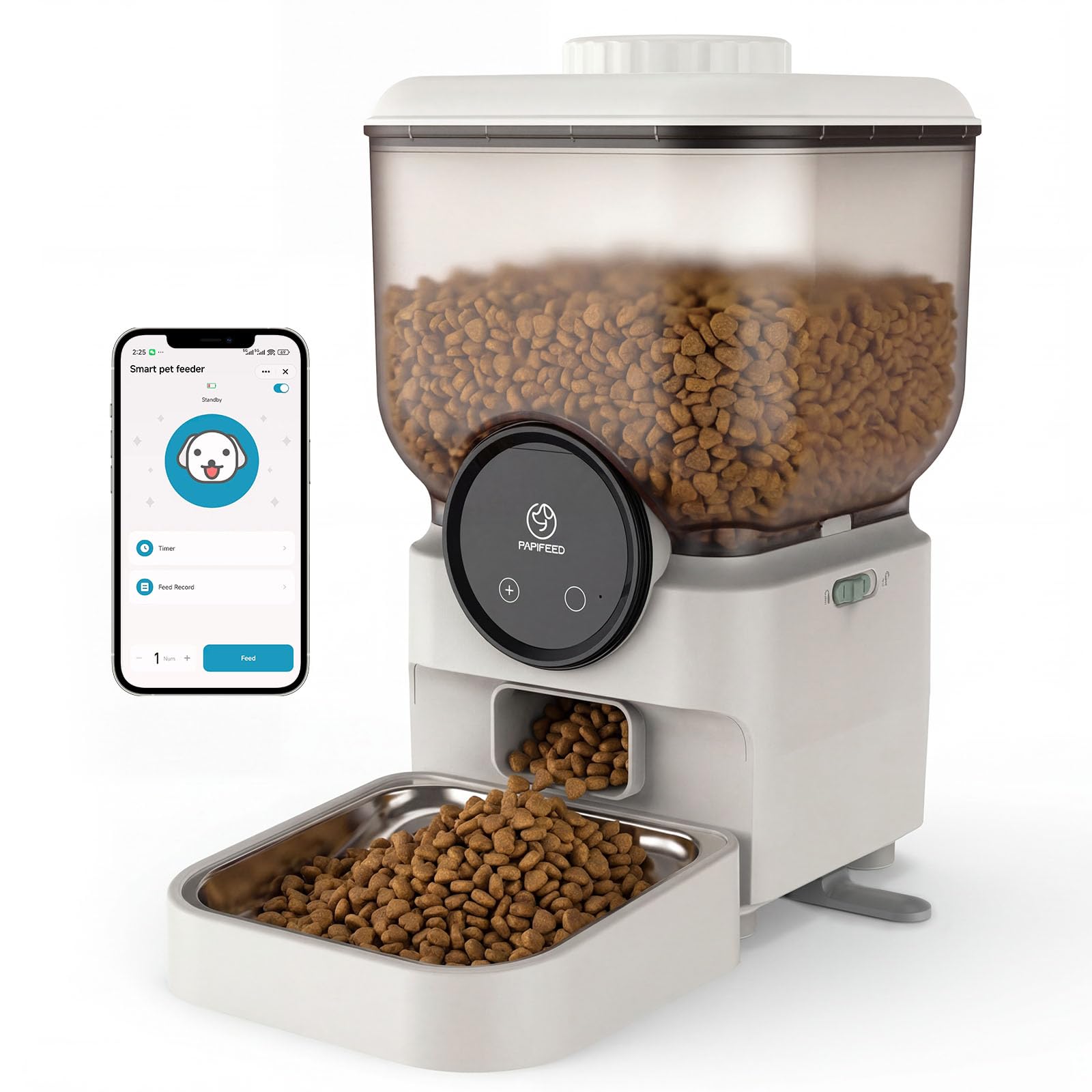 6.5L Automatic Cat Feeder, Smart Pet Food Dispenser for Cats & Dogs, WiFi Enabled, Freshness Preservation, Anti-Clogging Design & Dual Power Supply