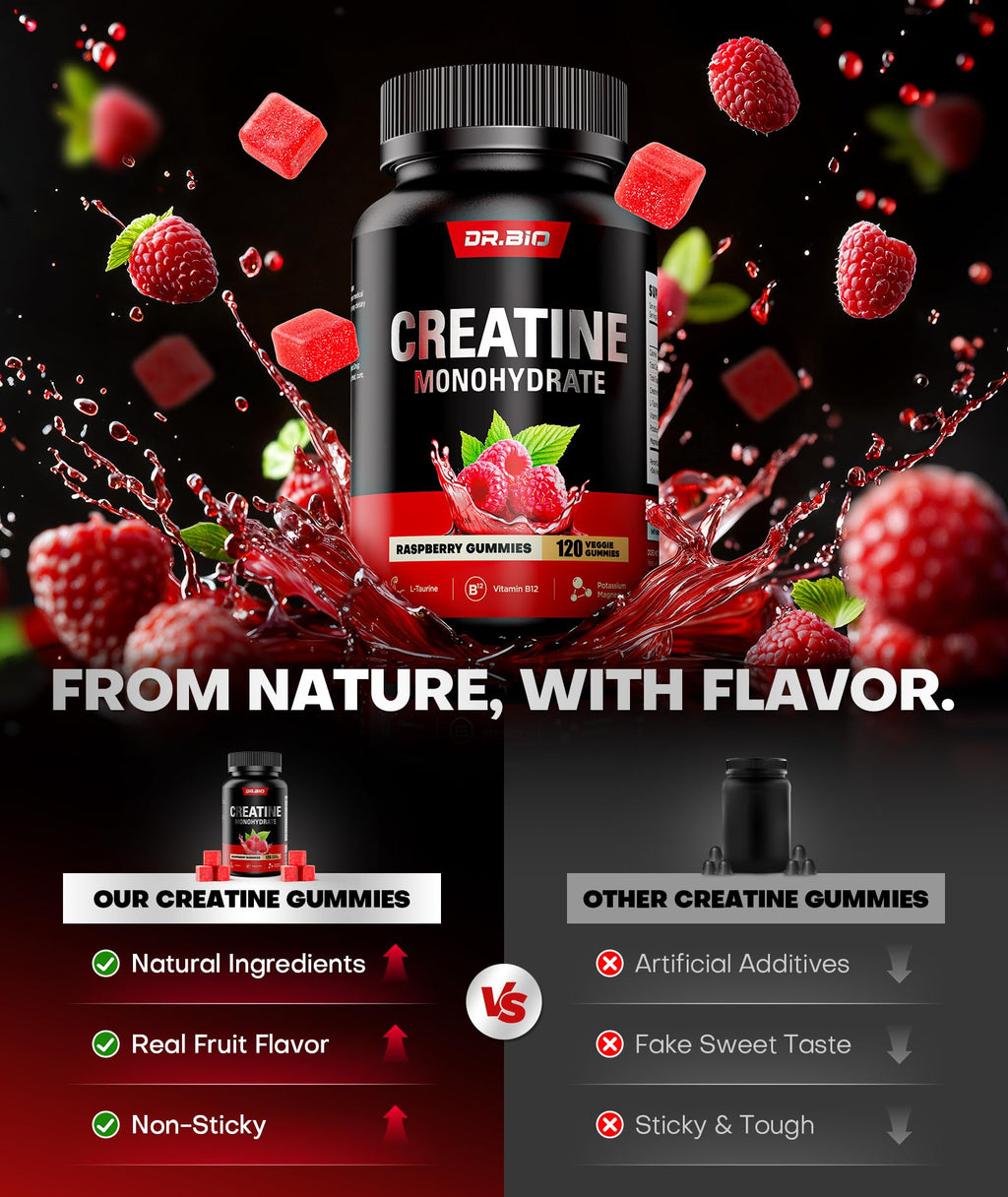 Instant Boost Creatine Monohydrate Gummies, Complex Formula with Real 5000mg Creatine, L-Taurine, B12, Mg & K, Pre-Workout Creatine for Women & Men to Support Energy, Muscle, Recovery, 0 Sugar, Vegan