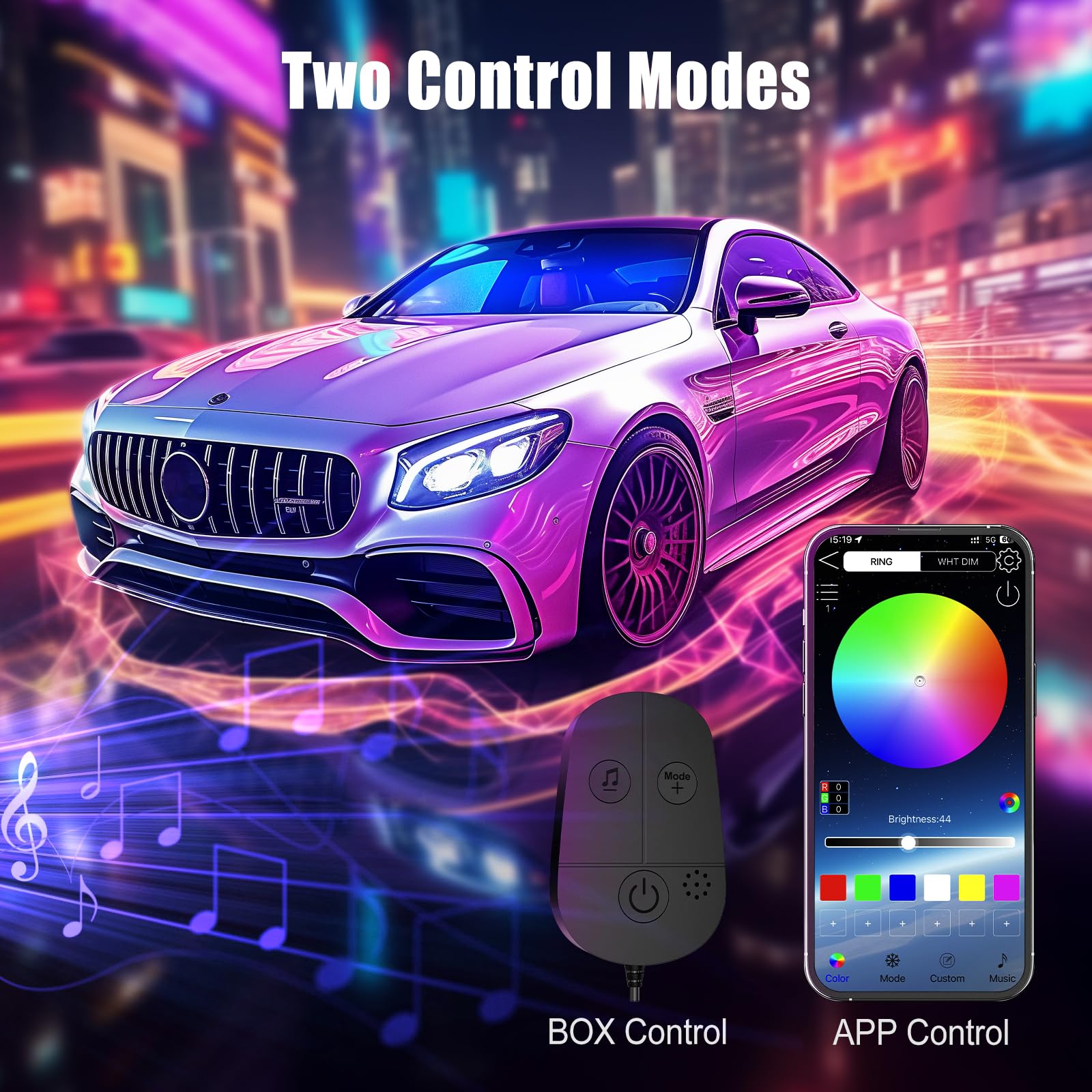 Car LED Lights Interior,RGB Interior Car Lights with App Control&Music Sync