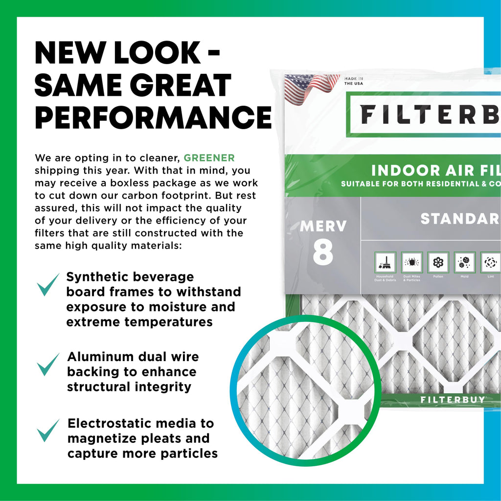 Filterbuy 20x20x1 Air Filter MERV 8 Dust & Allergy Defense (4-Pack)