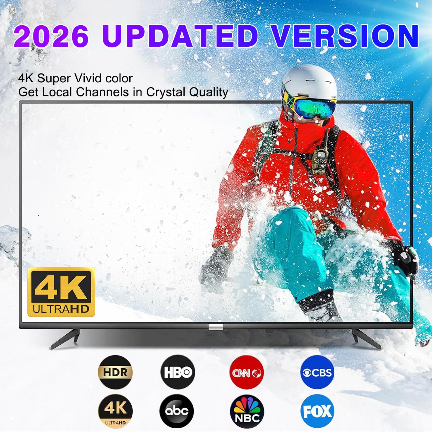 HIDB TV Antenna for Smart TV Indoor, Digital Indoor TV Antenna for Local Channels with Strong Magnetic Base, Easy Installation, Long Range Reception, 4K HD 1080P, 10ft Cables