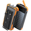 SOXONO Solar Charger Power Bank, PD 20W Fast Charging External Batter, 40000mAh Portable Phone Charger Built in 4 Cables with Dual Bright Flashlights for Camping, Hiking, and Outdoor Use