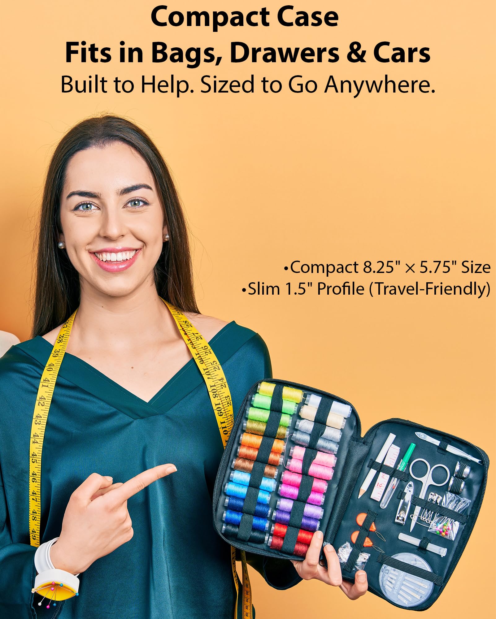 Vellostar Sewing Kit for Adults & Beginners – Portable Needle & Thread Travel Kit w/ 24 Thread Colors, Needles, Scissors & Sewing Supplies for Emergency Clothing Repairs, Buttons, & Home Mending