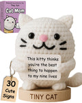 Cat Lover Gifts for Women - Positive Crochet Animal with 30 Cute Signs | Cat Mom Gift for Women for Birthday | Funny Fur Mama Themed Decor Stuff Present Ideas for Cats Lady | Present Idea for Friends