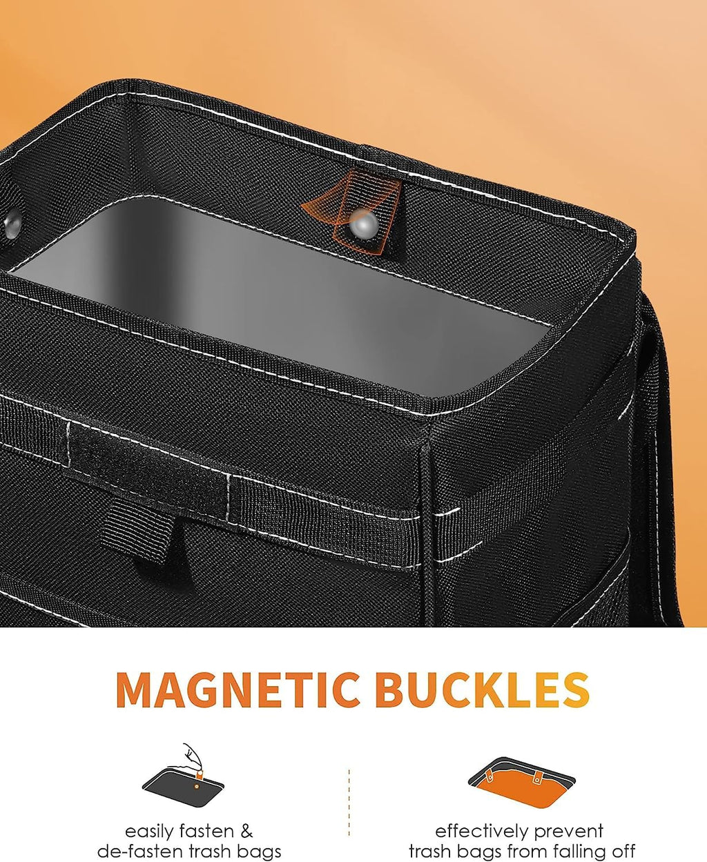 HOTOR Car Trash Can, Leak-Proof Car Organizer, Black