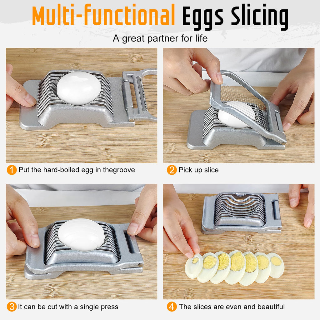 Multipurpose Heavy Duty Aluminium Egg Slicer, Stainless Steel Wire, Sliver